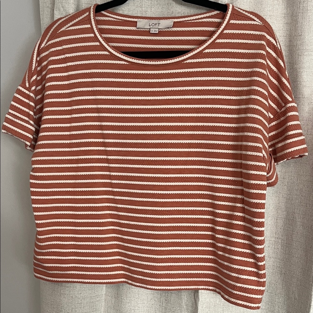 LOFT Striped Short Sleeve Cropped Tee